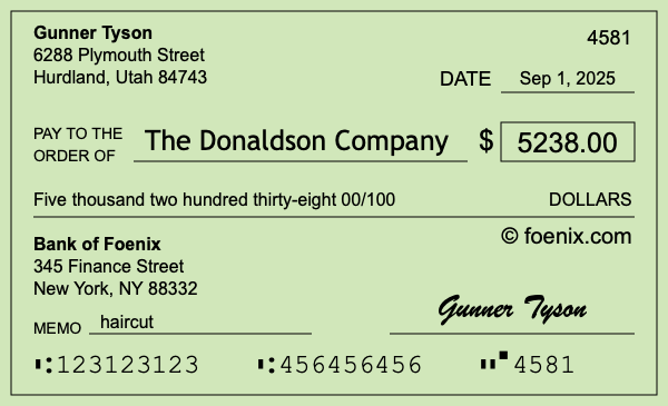How to write a check for $5,238