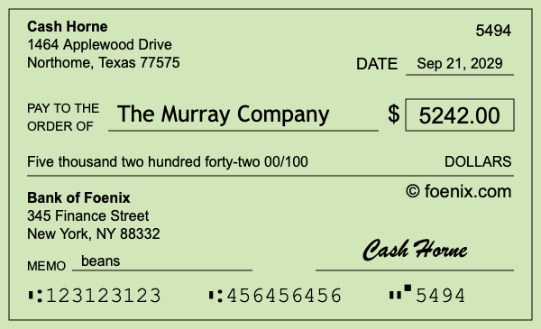 How to write a check for $5,242