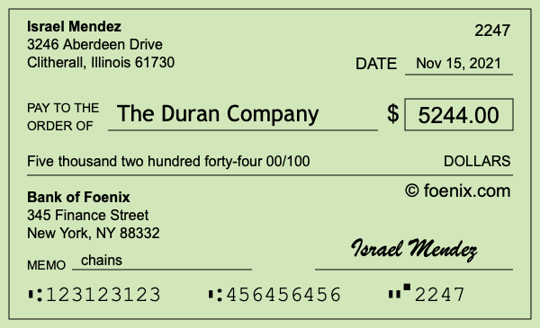 How to write a check for $5,244