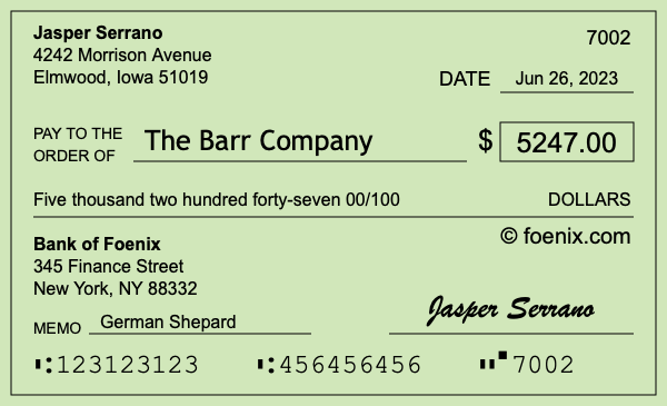 How to write a check for $5,247