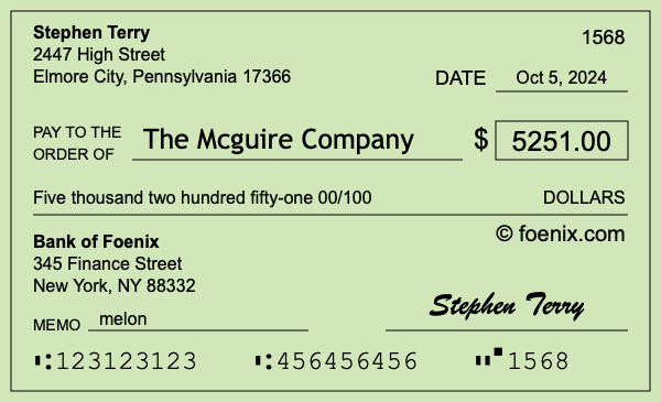 How to write a check for $5,251