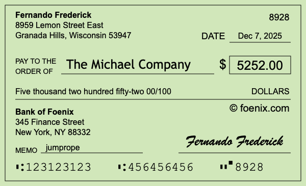How to write a check for $5,252