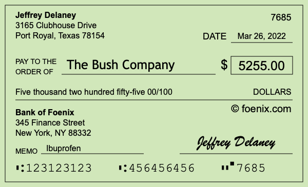 How to write a check for $5,255