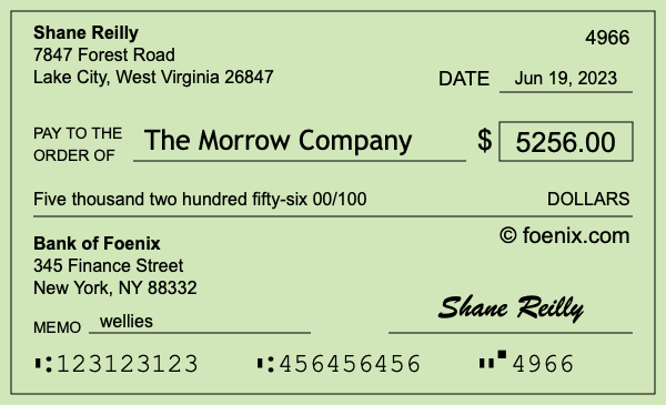 How to write a check for $5,256