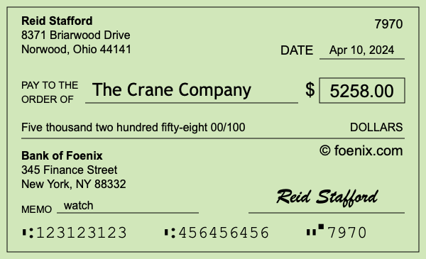 How to write a check for $5,258