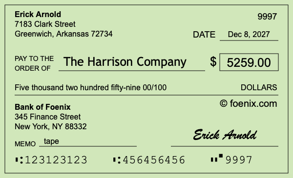How to write a check for $5,259