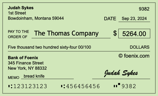How to write a check for $5,264