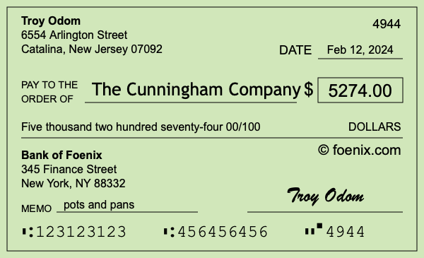 How to write a check for $5,274