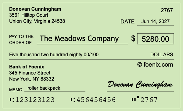 How to write a check for $5,280