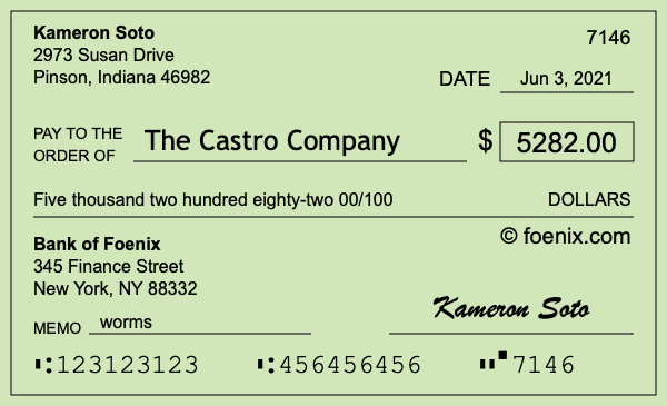 How to write a check for $5,282