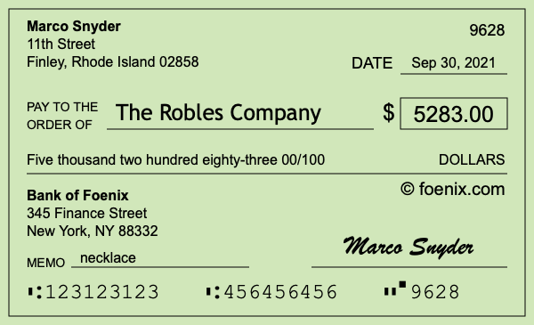 How to write a check for $5,283