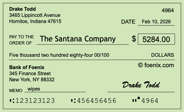 How to write a check for $5,284