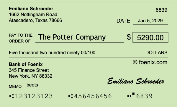 How to write a check for $5,290