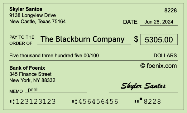 How to write a check for $5,305