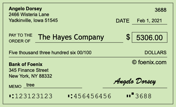 How to write a check for $5,306