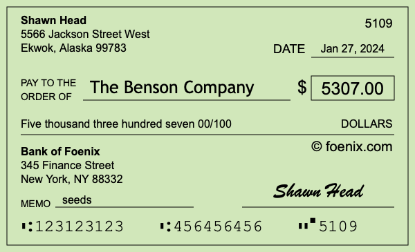 How to write a check for $5,307