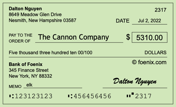 How to write a check for $5,310