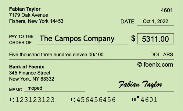 How to write a check for $5,311