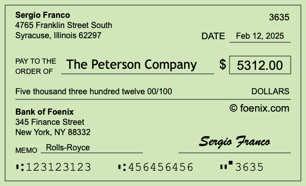 How to write a check for $5,312