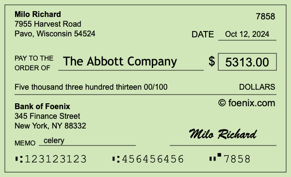 How to write a check for $5,313