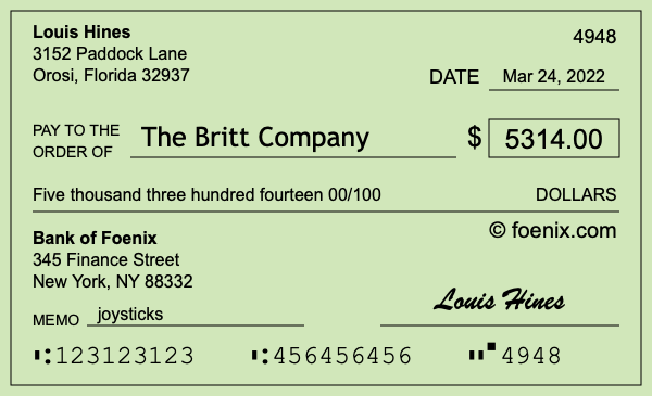 How to write a check for $5,314