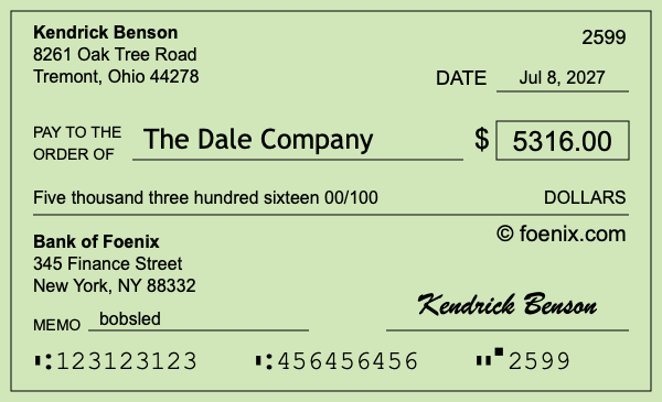 How to write a check for $5,316