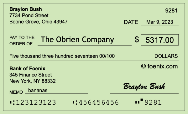 How to write a check for $5,317