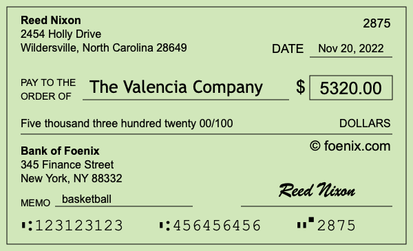 How to write a check for $5,320