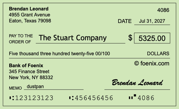 How to write a check for $5,325
