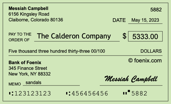 How to write a check for $5,333