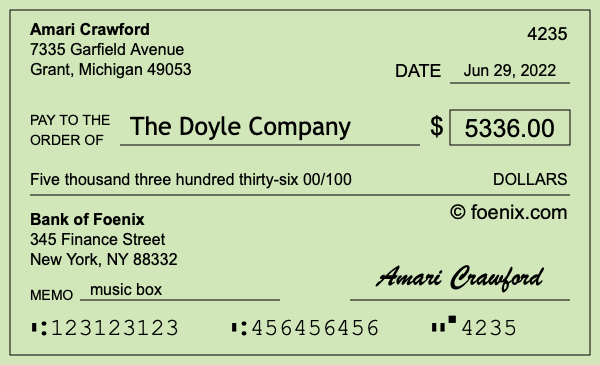 How to write a check for $5,336