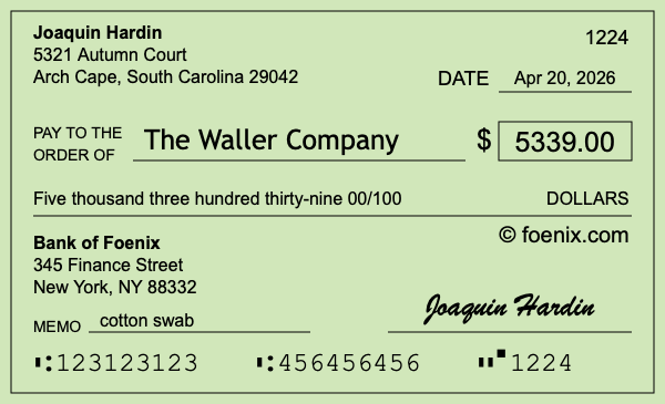How to write a check for $5,339