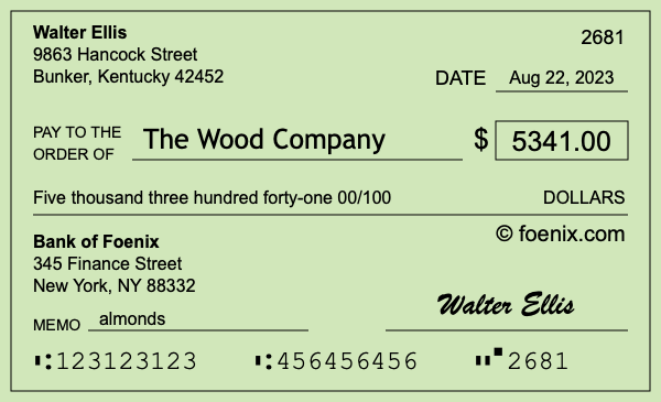 How to write a check for $5,341