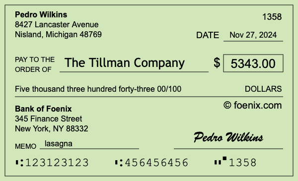 How to write a check for $5,343