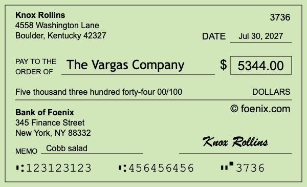 How to write a check for $5,344