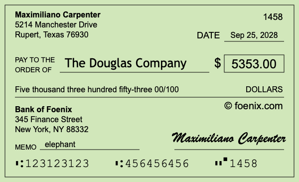 How to write a check for $5,353