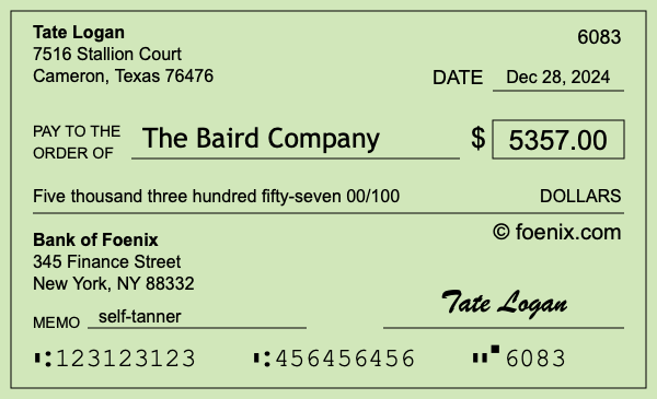 How to write a check for $5,357