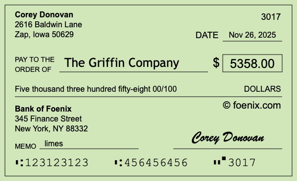 How to write a check for $5,358