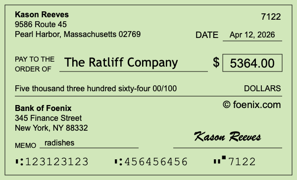 How to write a check for $5,364