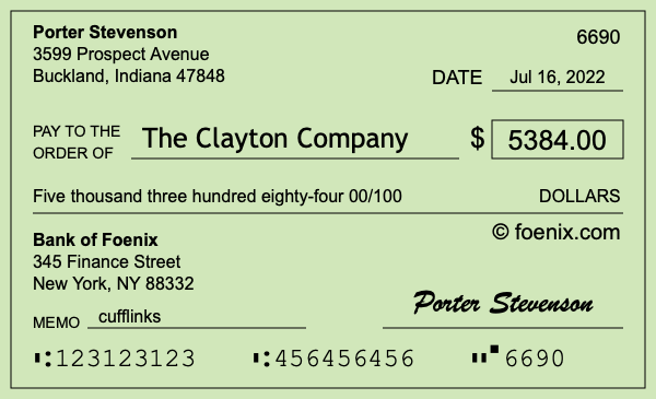 How to write a check for $5,384