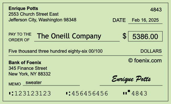 How to write a check for $5,386