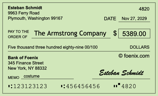 How to write a check for $5,389