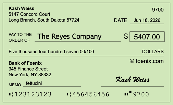 How to write a check for $5,407