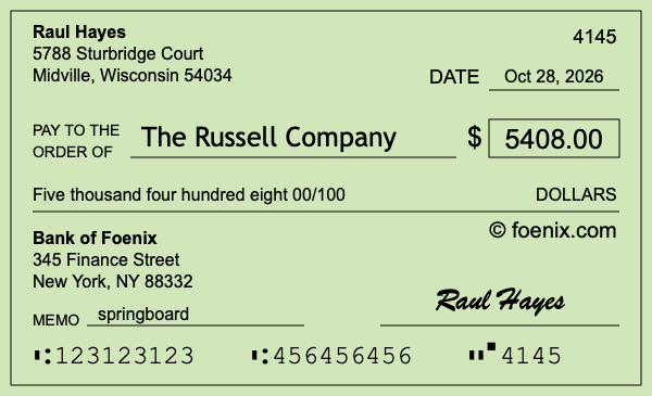 How to write a check for $5,408