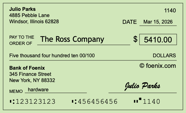 How to write a check for $5,410