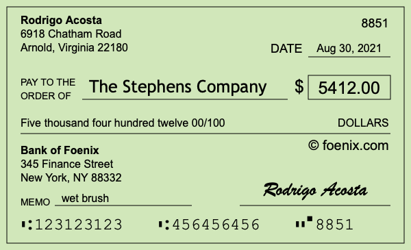 How to write a check for $5,412
