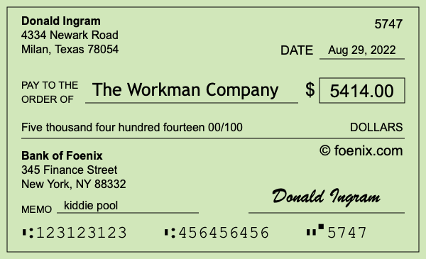How to write a check for $5,414