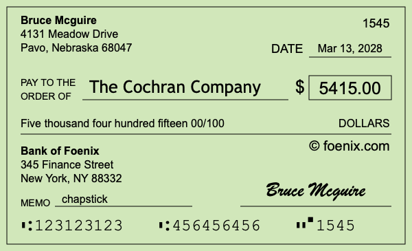 How to write a check for $5,415