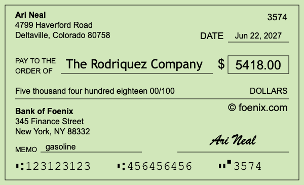 How to write a check for $5,418