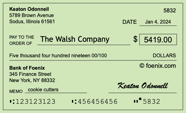 How to write a check for $5,419